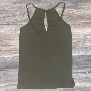 Women’s flattering fitted navy green tank top